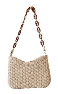 straw bag for women, summer beach bag cute handwoven hobo handbag lightweight shoulder bag vacation bag underarm purse 2023