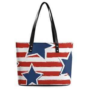 womens handbag usa flag and stars pattern leather tote bag top handle satchel bags for lady