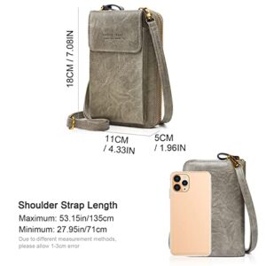 YOVIEE Small Crossbody Bags For Women,Multi-Function Cell Phone Shoulder Bag,Clutch Purse Handbags RFID Wristlet Wallet,Large Capacity Card Holder - Gray