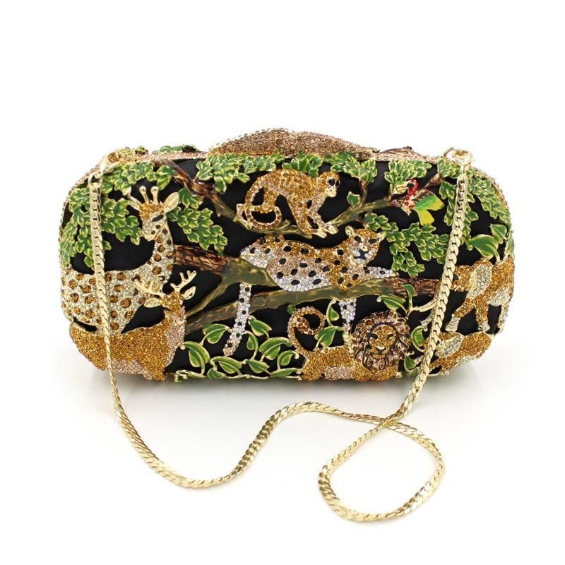 ZLXDP Animal Zoo Jungle Women Crystal Evening Bag Clutches Hard Bridal Wedding Party Clutch Purse (Color : D, Size : 1)