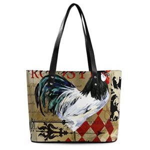 womens handbag rooster leather tote bag top handle satchel bags for lady
