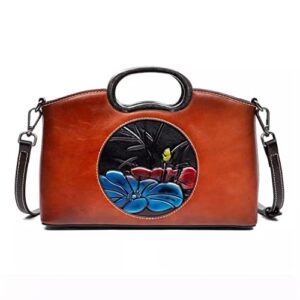 zlxdp women’s top handle bag shoulder crossbody handbag vintage embossed flower women’s handbag (color : d, size