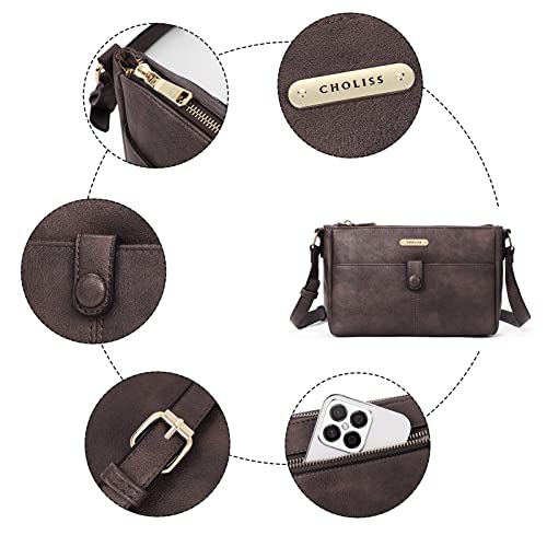 CHOLISS Leather Small Crossbody Bag Purses for Women Shoulder Wallet Adjustable Strap