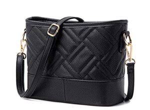 shaelyka small crossbody bags for women, leather shoulder bag purse water resistant, black
