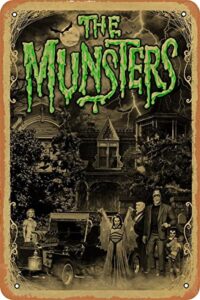 the munsters tv show poster,vintage wall art,home decor,tv show metal tin sign 8×12 inch
