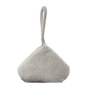 seropian women’s evening bag sparkly rhinestone purse ladies triangle designer clutch bag for prom party wedding (sliver)