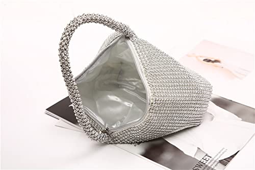 seropian Women's Evening Bag Sparkly Rhinestone Purse Ladies Triangle Designer Clutch Bag for Prom Party Wedding (Sliver)