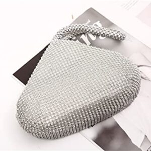 seropian Women's Evening Bag Sparkly Rhinestone Purse Ladies Triangle Designer Clutch Bag for Prom Party Wedding (Sliver)