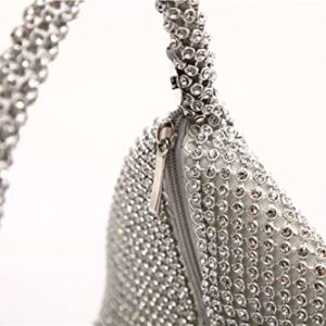 seropian Women's Evening Bag Sparkly Rhinestone Purse Ladies Triangle Designer Clutch Bag for Prom Party Wedding (Sliver)