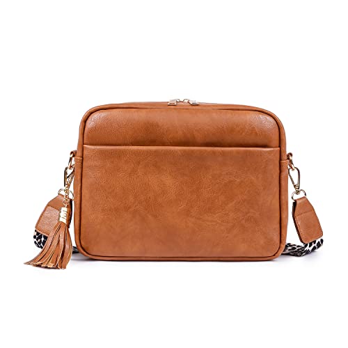 WarmTide Large Crossbody Shoulder Bag for Women Ladies Fashion Messenger Bag Leather Lightweight Handbags with Tassel