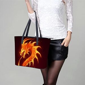 Womens Handbag Dragon Leather Tote Bag Top Handle Satchel Bags For Lady