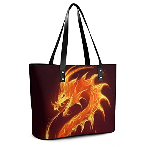 Womens Handbag Dragon Leather Tote Bag Top Handle Satchel Bags For Lady