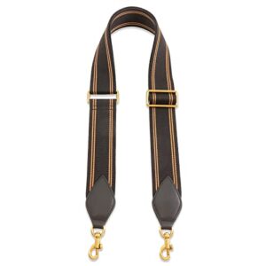 huadek purse strap replacement crossbody handbag stripe wide adjustable (black & brown-bag strap)