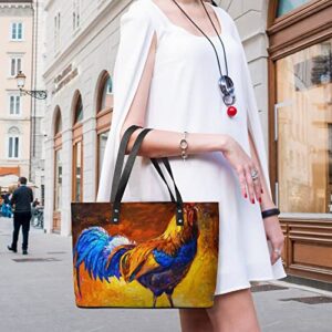 Womens Handbag Rooster Leather Tote Bag Top Handle Satchel Bags For Lady