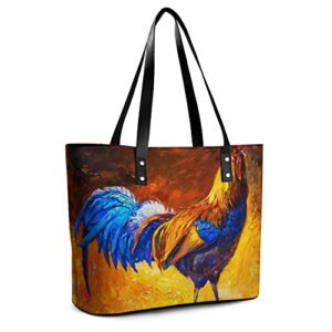 Womens Handbag Rooster Leather Tote Bag Top Handle Satchel Bags For Lady