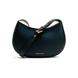 cute hobo purses and handbags for women split leather shoulder tote bags crossbody bag (black)