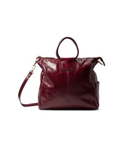hobo sheila tote-style handbag for women – side exterior slip pocket, detailed hardware accents, and guitar strap merlot one size one size