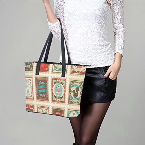 Womens Handbag Mother's Day Card Leather Tote Bag Top Handle Satchel Bags For Lady