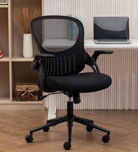 ergonomic home office desk chair mesh computer chair height adjustable office chair task chair with flip-up, black
