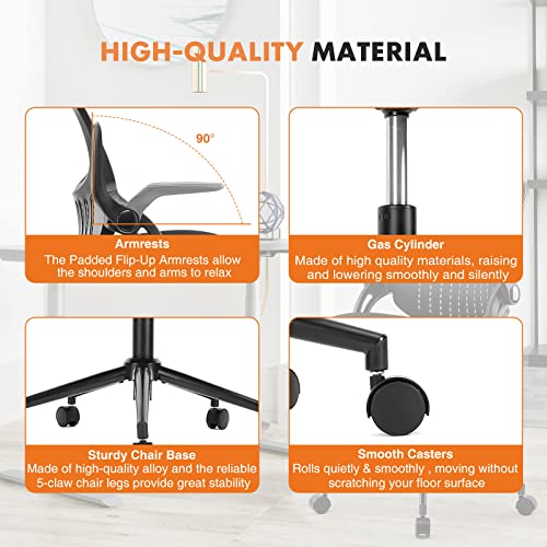 Ergonomic Home Office Desk Chair Mesh Computer Chair Height Adjustable Office Chair Task Chair with Flip-up, Black