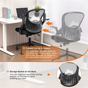 Ergonomic Home Office Desk Chair Mesh Computer Chair Height Adjustable Office Chair Task Chair with Flip-up, Black