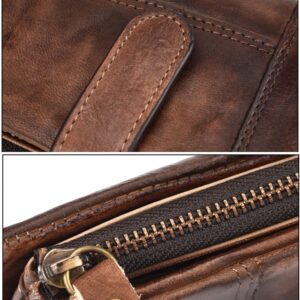 YQBUER Vintage Genuine Leather Long Wallet Men Women Credit Card Holder Purse Zipper Business Moible Phone Wallet (Color : A)