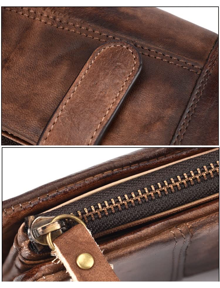 YQBUER Vintage Genuine Leather Long Wallet Men Women Credit Card Holder Purse Zipper Business Moible Phone Wallet (Color : A)