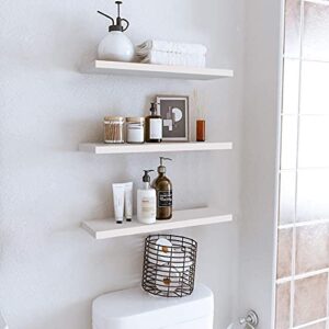 White Floating Shelves for Wall,Set of 3 Wall Shelves Perfect Home Decor for Bathroom Living Room Kitchen Bedroom Office Storage Shelf