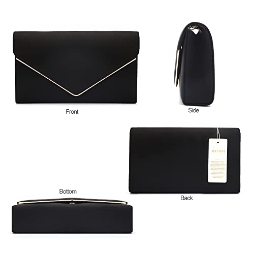 MYLONI Evening Bags Clutch Purses For Women Plush Purses Faux Suede Envelope Handbags Cocktail Prom Wedding Party Birthday (Black)