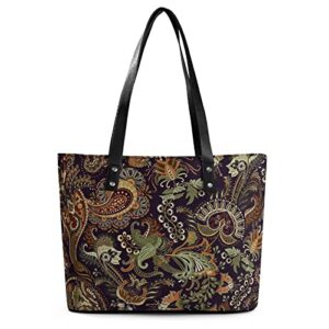 womens handbag paisley pattern leather tote bag top handle satchel bags for lady