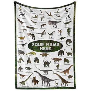 personalized dinosaur blanket | 50 prehistoric world dinosaurs throw blanket | warm & cozy custom blanket throw for couch & chair | personalized blanket for office, camping & picnic (fleece – 50×60)