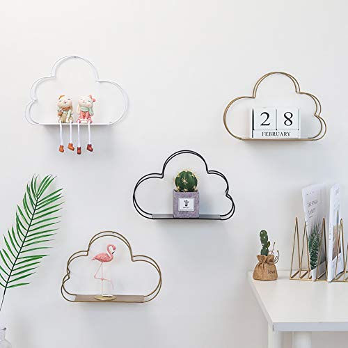 TOPINCN Cloud Shape Metal Wall Hanging Storage Shelf, Floating Wall Shelves Iron Storage Racks Hanging Decor Organizer Flower Pot Storage Rack Storage Box Wall Book Figurines Display