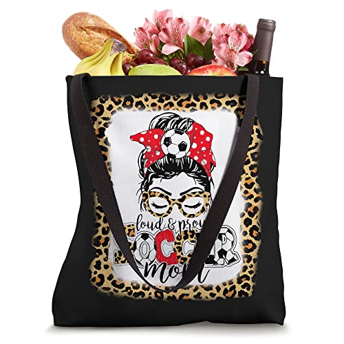 Loud And Proud Soccer Mom Messy Bun Bandana Mother Leopard Tote Bag