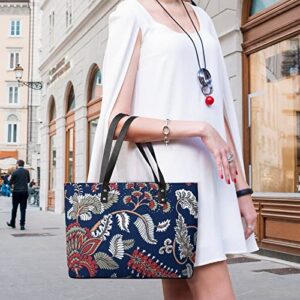 Womens Handbag Flowers Floral Print Leather Tote Bag Top Handle Satchel Bags For Lady