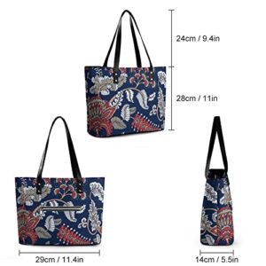 Womens Handbag Flowers Floral Print Leather Tote Bag Top Handle Satchel Bags For Lady