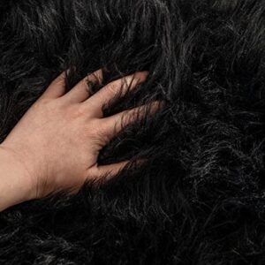 AbunHeri Faux Black Bear Rug Faux Cowhide Rug Animal Print Area Rug Faux Sheepskin Fur Rug Decor for Living Room (5.1x6.1 Feet)