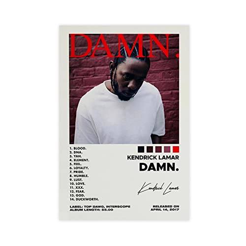 DAMN. Album Cover Posters Rapper Posters Canvas Poster Wall Art Decor Print Picture Paintings for Living Room Bedroom Decoration Unframe-style 16x24inch(40x60cm)