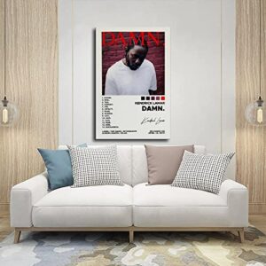 DAMN. Album Cover Posters Rapper Posters Canvas Poster Wall Art Decor Print Picture Paintings for Living Room Bedroom Decoration Unframe-style 16x24inch(40x60cm)