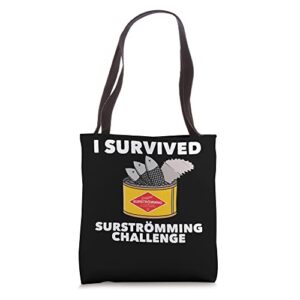 i survived surstromming swedish food surstromming tote bag