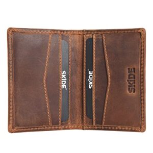 skide small wallet for men | minimalist wallet & cardholder wallet | slim wallets for men & thin bifold rfid blocking wallet | front pocket wallet (ch2bdy) (hunter tan)
