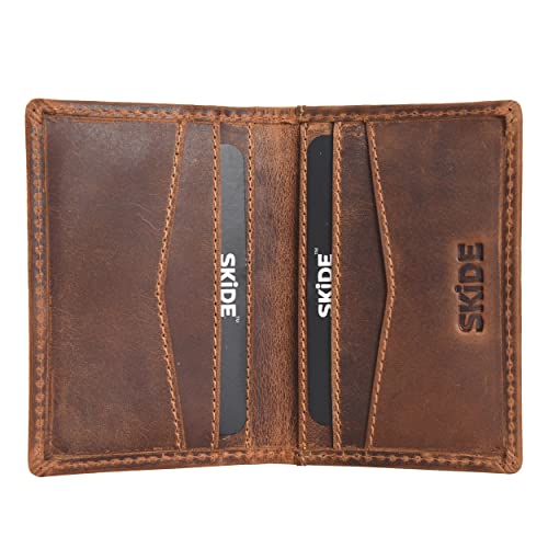 SKiDE Small Wallet for men | Minimalist Wallet & Cardholder wallet | Slim wallets for Men & Thin Bifold RFID Blocking Wallet | Front Pocket Wallet (CH2BDY) (Hunter Tan)