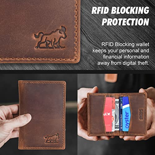 SKiDE Small Wallet for men | Minimalist Wallet & Cardholder wallet | Slim wallets for Men & Thin Bifold RFID Blocking Wallet | Front Pocket Wallet (CH2BDY) (Hunter Tan)