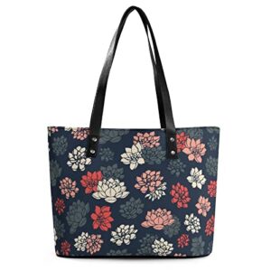 Womens Handbag Flowers Leather Tote Bag Top Handle Satchel Bags For Lady