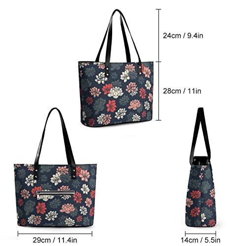 Womens Handbag Flowers Leather Tote Bag Top Handle Satchel Bags For Lady