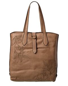frye hadley embroidered leather tote, grey