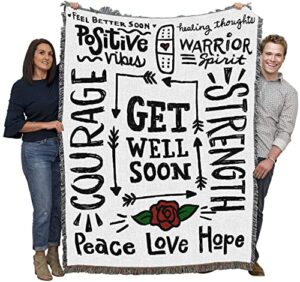 pure country weavers get well soon 1 blanket – gift tapestry throw woven from cotton – made in the usa (72×54)