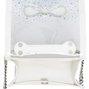 Betsey Johnson Clear Convertible Bag w/Rhinestone Bow, White