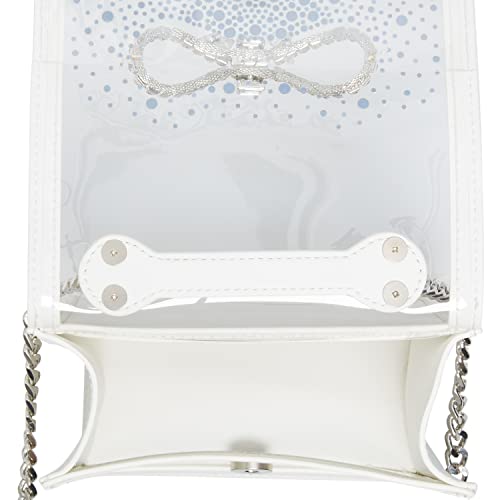 Betsey Johnson Clear Convertible Bag w/Rhinestone Bow, White