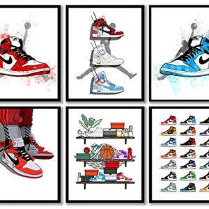 SanArt Sneakers Poster, Hypebeast,Unframed Set of 6 (8 x 10 Inch), Hypebeast Posters, Cool Posters, Posters For Boys Room, Michael Jordan Poster, Sneakers Wall Art Decor, Hypebeast Room Decor Sneakerhead Poster