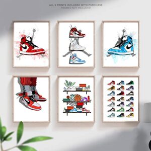 SanArt Sneakers Poster, Hypebeast,Unframed Set of 6 (8 x 10 Inch), Hypebeast Posters, Cool Posters, Posters For Boys Room, Michael Jordan Poster, Sneakers Wall Art Decor, Hypebeast Room Decor Sneakerhead Poster